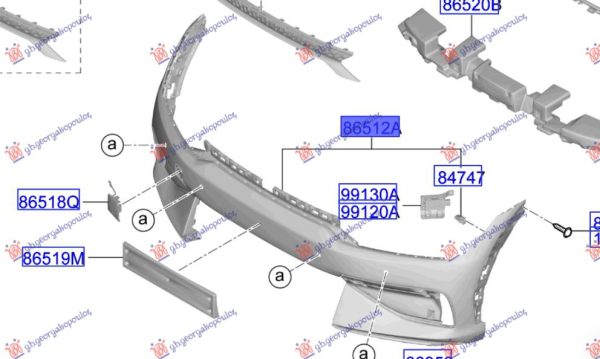 FRONT BUMPER UPPER (W/4 PDC) (GT/GT-LINE)
