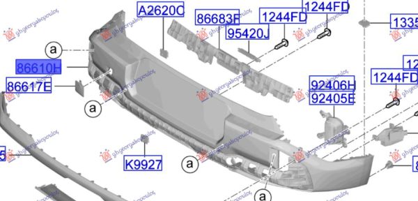 REAR BUMPER PRIMED (W/4 PDC) (GT-LINE) (O)