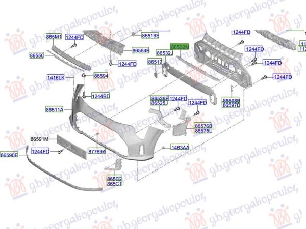 FRONT BUMPER GRILLE MOULDING UPPER (O)