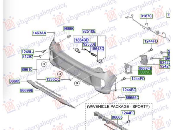 GRILLE BUMPER REAR (W/FOG LAMP HOLE)