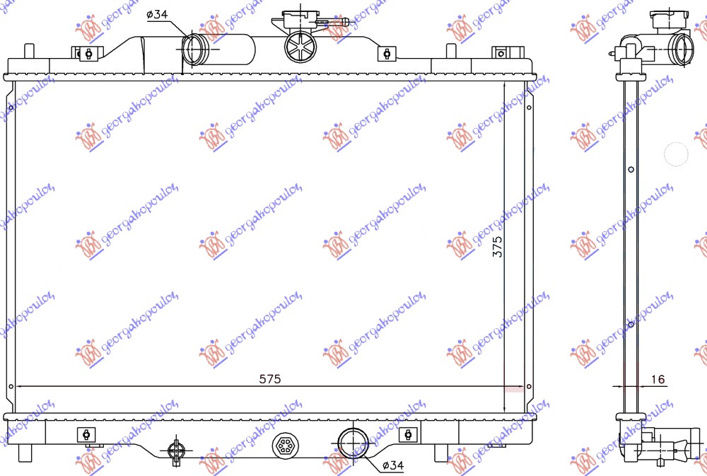 RADIATOR 2.0 PETROL (375x575x16) (KOYO)