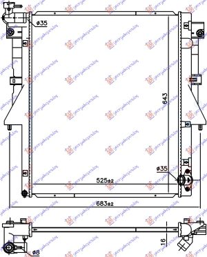 RADIATOR 2.4 DI-D DIESEL (525x669x16) (4N15) (KOYO)