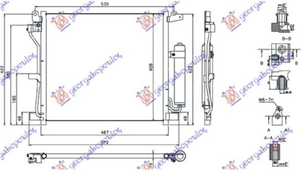 CONDENSER 1.5DCi DIESEL (487x409x16) VALVE ON THE FILTRE (KOYO)