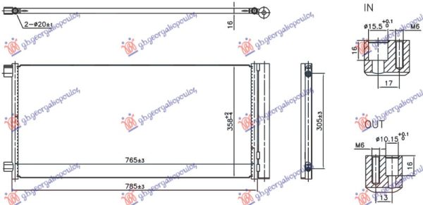 HLADNJAK KLIME 1.6/2.0 DIZEL (745x361x16)