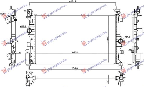 HLADNJAK MOTORA 1.0 TURBO BENZIN (MAN) (B10XFL 66KW) (620x370x16)