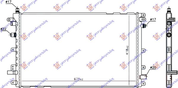 HLADNJAK MOTORA DODATNI HIBRID (675x435x16) (KOYO)