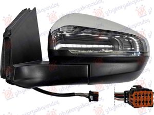 RETROVIZOR ELEKTRICNI SA GREJACEM HROM (MIGAVAC) (6 PIN) (KONVEKSNO STAKLO) LEVO