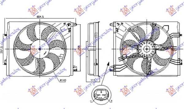 VENTILATOR KOMPLET (1.2/1.3 BENZIN - 1.5/1.6/1.7 DIZEL) (440mm) (250W) (2 PIN) (NISSENS)