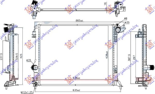 HLADNJAK MOTORA 1.2 TCE BENZIN (MAN) / 1.5 TDCi DIZEL - HIBRID ASSIST 1 (540x440x16)