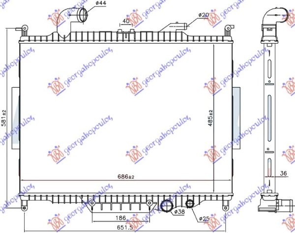 HLADNJAK MOTORA 4.4 TD DIZEL (AUTO) (485x685) (NISSENS)