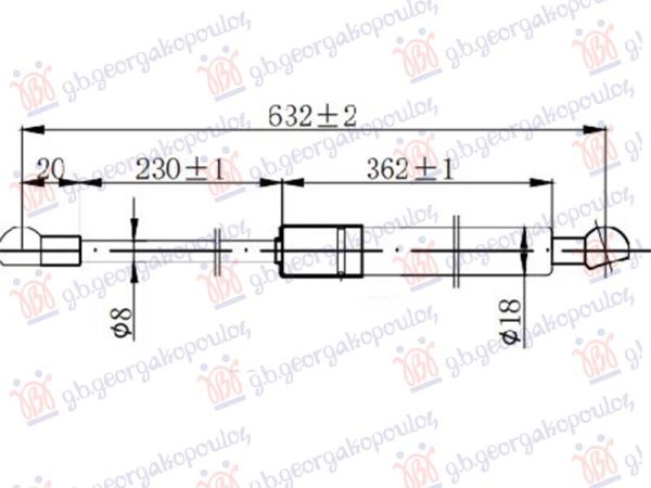 AMORTIZER GEPEK VRATA (632L-280N)