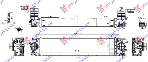 HLADNJAK INTERKULERA 1.5 (T2-T3-T4-T5 HIBRID) 2.0 (T4) BENZIN - 2.0 (D3) DIZEL (620x150x64)